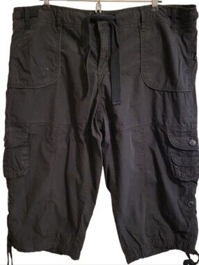 Calvin Klein Womens Black Utility Cargo Drawstring Capri Size XL
